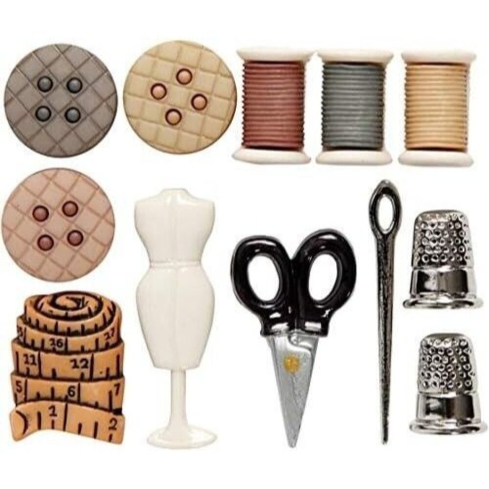 Dress It Up Buttons Sewing Room Craft Sewing Fastener Buttons Multi-Color 12-Pc